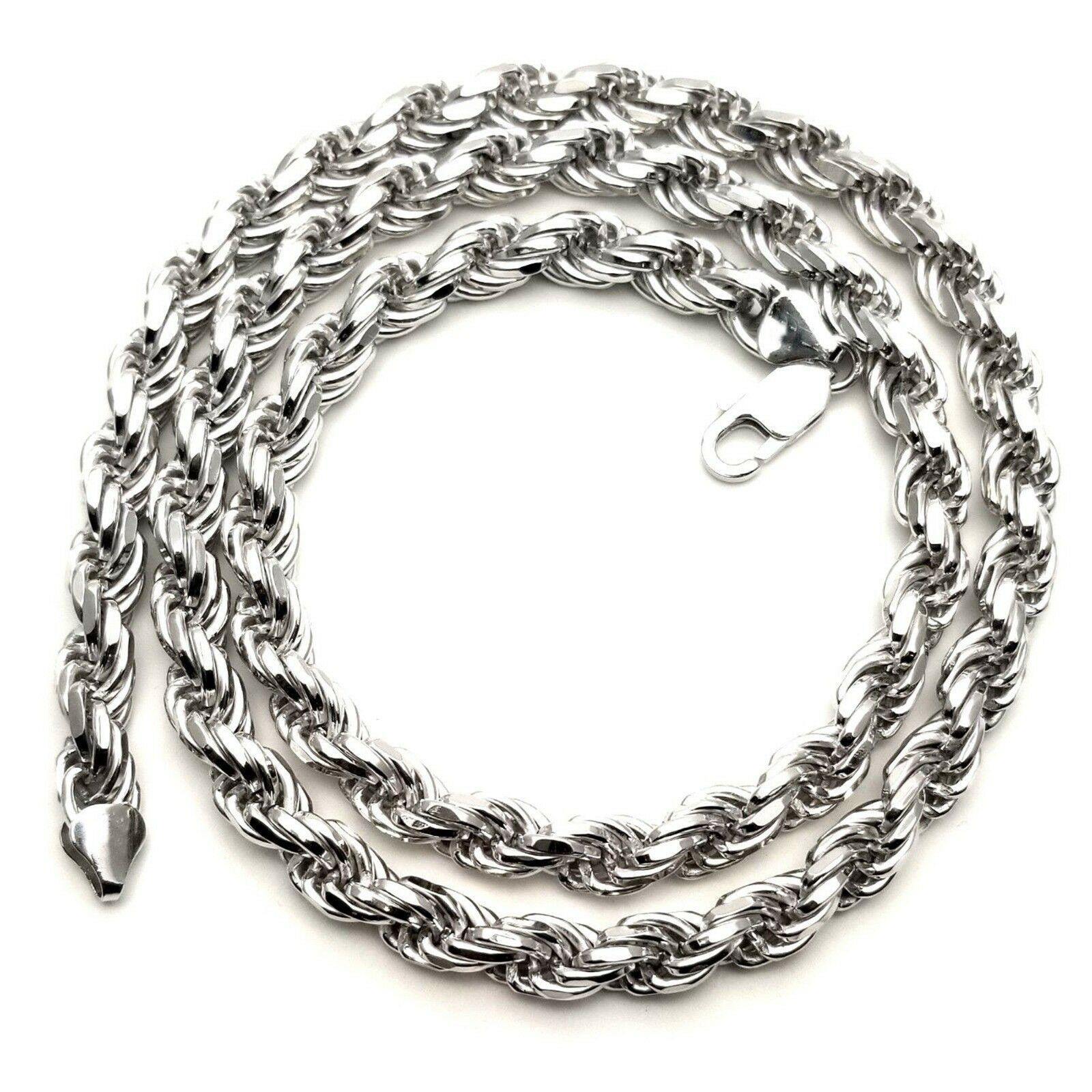 925 Enchanting 7MM Sterling Silver Rope Chain Necklace, GA