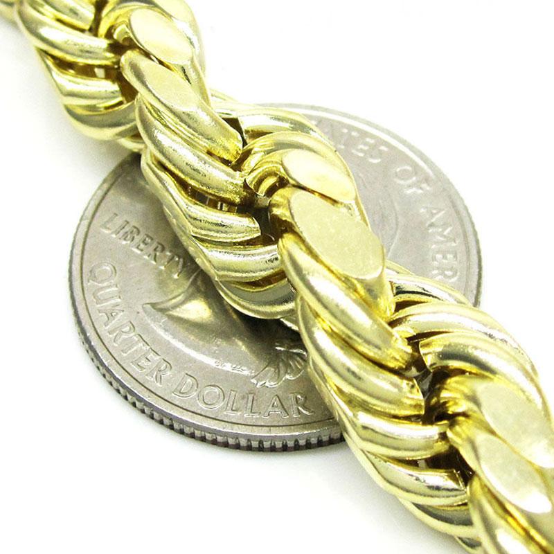 10K Yellow Gold 6mm Rope Chain Necklace 6mm / 28 Inches