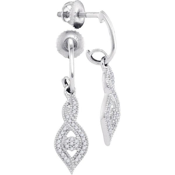 10K White Gold Round Diamond Dangle Earrings 1/6 Cttw - Gold Americas