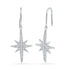 10K White Gold Round Diamond Starburst Dangle Earrings 1/6 Cttw - Gold Americas