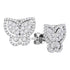 18K White Gold Round Diamond Butterfly Bug Stud Earrings 1-1/4 Cttw - Gold Americas