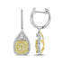 14K White Gold Round Canary Yellow Diamond Dangle Earrings 2-1/2 Cttw - Gold Americas