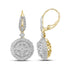 14K Yellow Gold Round Diamond Circle Cluster Dangle Earrings 2-1/5 Cttw - Gold Americas