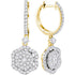 14K Yellow Gold Round Diamond Hexagon Frame Cluster Dangle Earrings 1.00 Cttw - Gold Americas