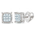 10K White Gold Mens Round Diamond Square Milgrain Cluster Earrings 1/10 Cttw - Gold Americas