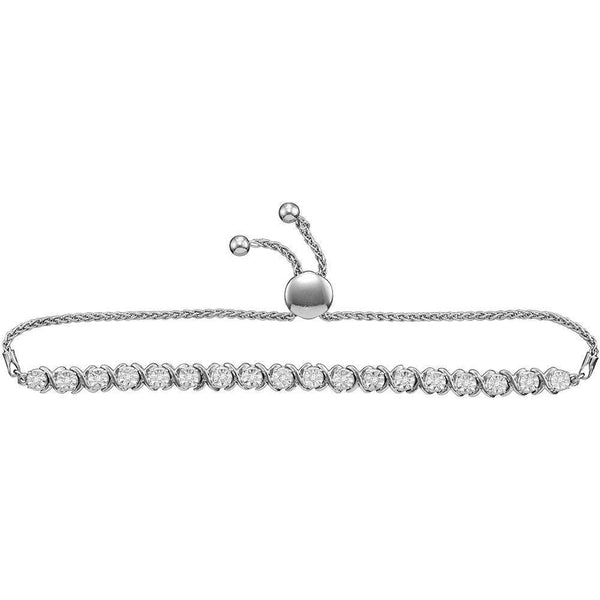 10K White Gold Diamond Studded Bolo Bracelet 1/4 Cttw - Gold Americas