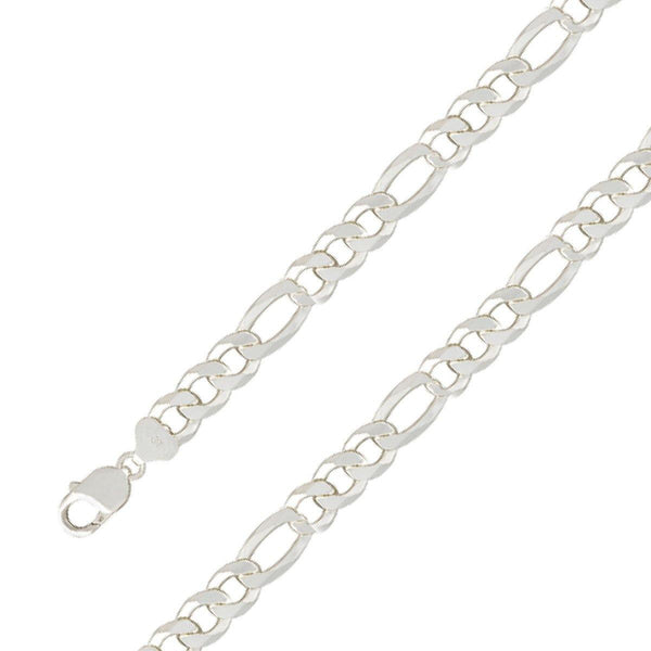 925 Sterling 11mm Silver E-Coated Figaro Chain Size- 9" - Gold Americas