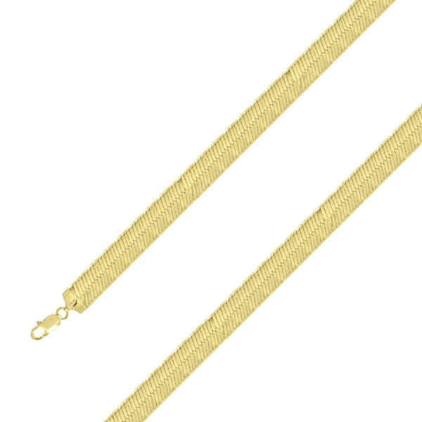 925 Sterling Silver 11mm Gold Plated Herring Bone Chain Size- 9" - Gold Americas