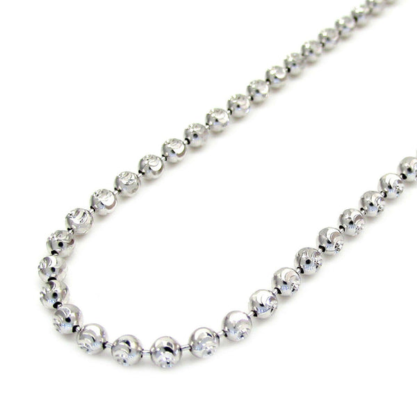 10K White Gold Solid Diamond Cut Moon Chain 4MM 38" 34.00 Gram - Gold Americas