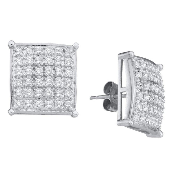 10K White Gold Round Diamond Square Earrings 1 Cttw - Gold Americas