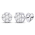 10K White Gold Round Diamond Flower Cluster Earrings 1/4 Cttw - Gold Americas