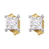 10K Yellow Gold Round Diamond Square-shape Stud Earrings 1/8 Cttw - Gold Americas