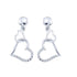 14K White Gold Round Diamond Linked Hearts Dangle Screwback Earrings 1/10 Cttw - Gold Americas