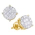 14K Yellow Gold Princess Round Diamond Soleil Cluster Earrings 1-1/2 Cttw - Gold Americas