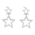 10K White Gold Round Diamond Double Star Dangle Screwback Earrings 1/4 Cttw - Gold Americas