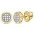 10K Yellow Gold Round Diamond Circle Cluster Earrings 1/20 Cttw - Gold Americas