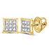 10K Yellow Gold Round Diamond Square Kite Cluster Stud Earrings 1/20 Cttw - Gold Americas