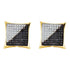 10K Yellow Gold Mens Round Black Color Enhanced Diamond Square Cluster Earrings 1/10 Cttw - Gold Americas