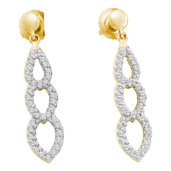 14K Yellow Gold Round Diamond Dangle Earrings 3/8 Cttw - Gold Americas