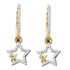 10K Yellow Gold Round Diamond Double Star Dangle Earrings 1/4 Cttw - Gold Americas