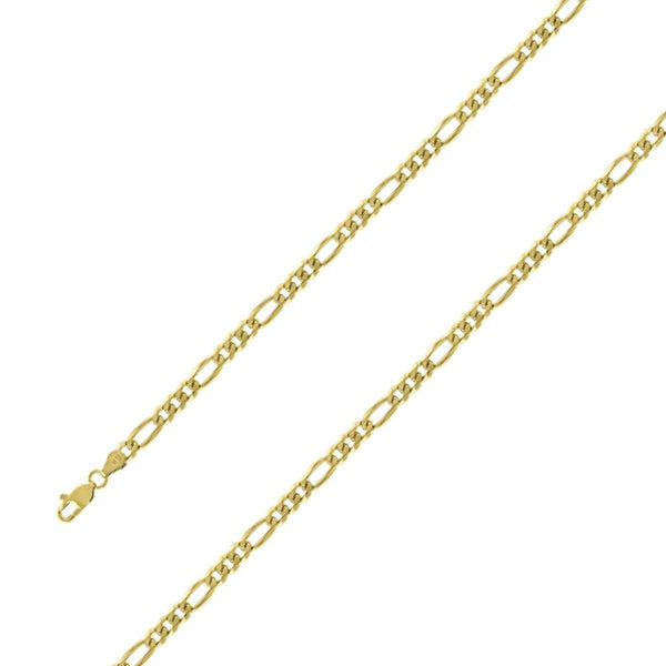 14k Yellow Gold Plated 5mm Silver Figaro Chain Size- 8" - Gold Americas