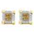 Sterling Silver Mens Round Yellow Color Enhanced Diamond 3D Cube Stud Earrings 1/2 Cttw - Gold Americas