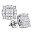 14K White Gold Princess Diamond Soleil Cluster Earrings 1/2 Cttw - Gold Americas