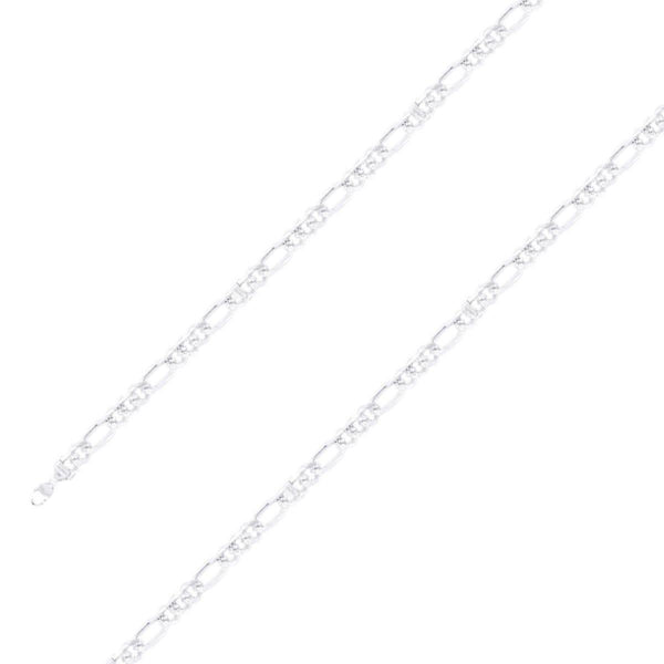 925 Sterling 6mm Silver Diamond Cut Classic Figaro Chain Size- 9" - Gold Americas