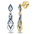 10K Yellow Gold Round Blue Color Enhanced Diamond Dangle Earrings 1-3/4 Cttw - Gold Americas