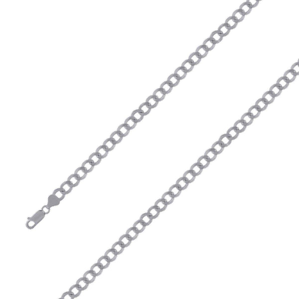 925 Sterling 7mm Silver Rhodium Plated Cuban Chain Size- 9" - Gold Americas