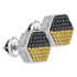 Sterling Silver Mens Round Yellow Black Color Enhanced Diamond Hexagon Cluster Earrings 3/4 Cttw - Gold Americas