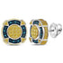 Sterling Silver Mens Round Yellow Blue Color Enhanced Diamond Circle  Cluster Earrings 1/8 Cttw - Gold Americas