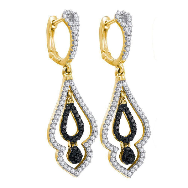 10K Yellow Gold Round Diamond Dangle Earrings 1/2 Cttw - Gold Americas