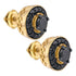 Yellow-tone Sterling Silver Mens Round Black Color Enhanced Diamond Stud Earrings 2.00 Cttw - Gold Americas