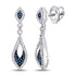 10K White Gold Round Blue Color Enhanced Diamond Dangle Earrings 1/3 Cttw - Gold Americas