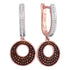 10K Rose Gold Round Red Color Enhanced Diamond Circle Dangle Earrings 3/8 Cttw - Gold Americas