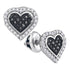 10K White Gold Round Black Color Enhanced Diamond Heart Cluster Stud Earrings 1/4 Cttw - Gold Americas