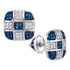 10K White Gold Round Blue Color Enhanced Diamond Checkered Stud Earrings 1/4 Cttw - Gold Americas