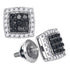 10K White Gold Round Black Color Enhanced Diamond Square Frame Cluster Earrings 1/2 Cttw - Gold Americas