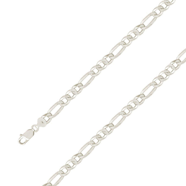 925 Sterling 8mm Silver Diamond Cut E-Coated Figaro Chain Size- 8" - Gold Americas