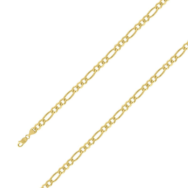 14k Yellow Gold Plated 9.5mm Silver Figaro Chain Size- 9" - Gold Americas