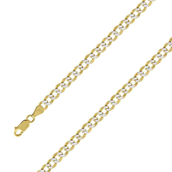 14k Yellow Gold Finish 9.5mm Silver Pave Cuban Chain Size- 8" - Gold Americas