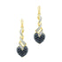 10K Yellow Gold Round Black Color Enhanced Diamond Heart Earrings 1/5 Cttw - Gold Americas