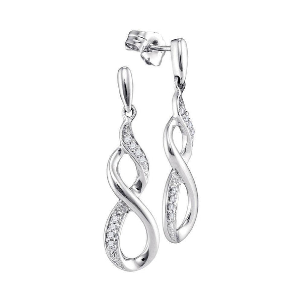 10K White Gold Round Diamond Infinity Dangle Earrings 1/20 Cttw - Gold Americas