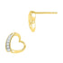 Gold Round Diamond Heart Stud Earrings