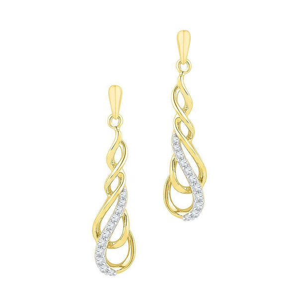 10K Yellow Gold Round Diamond Teardrop Dangle Screwback Earrings 1/6 Cttw - Gold Americas