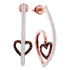 10K Rose Gold Round Red Color Enhanced Diamond Heart Dangle Earrings 1/4 Cttw - Gold Americas