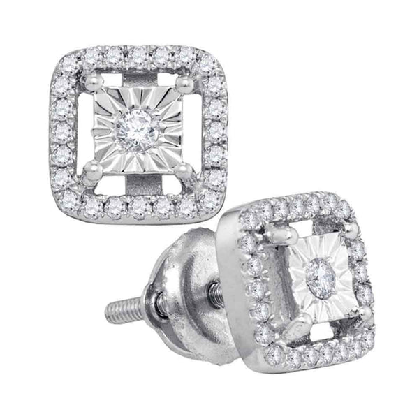 Diamond Miracle Solitaire Square Stud Earrings