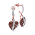 10K Rose Gold Round Red Color Enhanced Diamond Heart Dangle Screwback Earrings 1/3 Cttw - Gold Americas